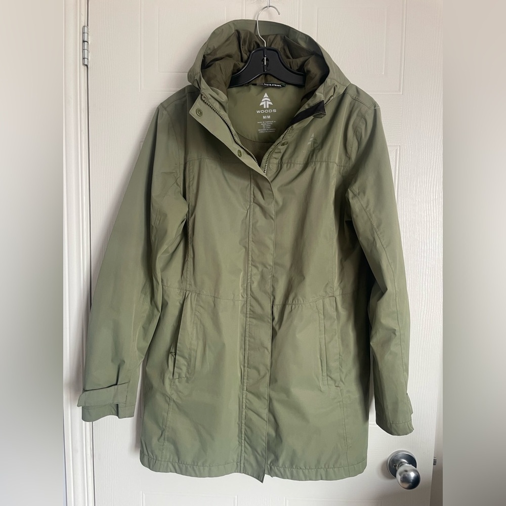 Gorpcore Woods Hooded Rain Jacket Windbreaker Olive Green M